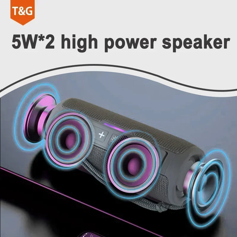 T&G TG365 Portable Bluetooth Speaker Dual Bass LED Wireless Subwoofer Waterproof Outdoor Boombox FM AUX BT TF Music Player