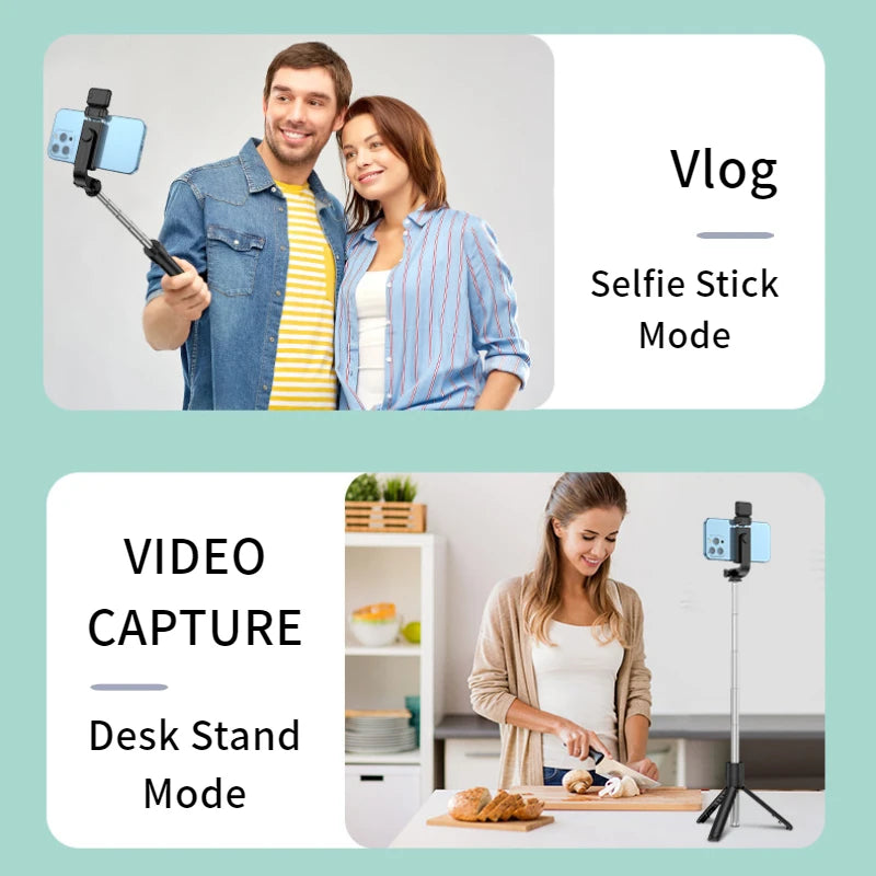 All In One Portable Tripod for iphone Selfie Stick With Fill Light Extendable Phone Stand for Tiktok Live BT Remote Control