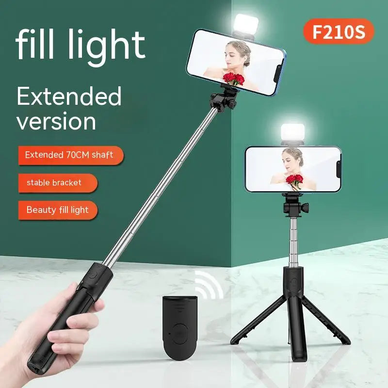 All In One Portable Tripod for iphone Selfie Stick With Fill Light Extendable Phone Stand for Tiktok Live BT Remote Control