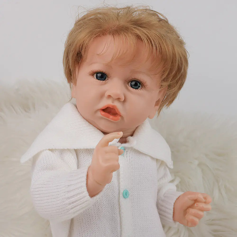 55cm Realistic Reborn Doll in White Sweater Outfit